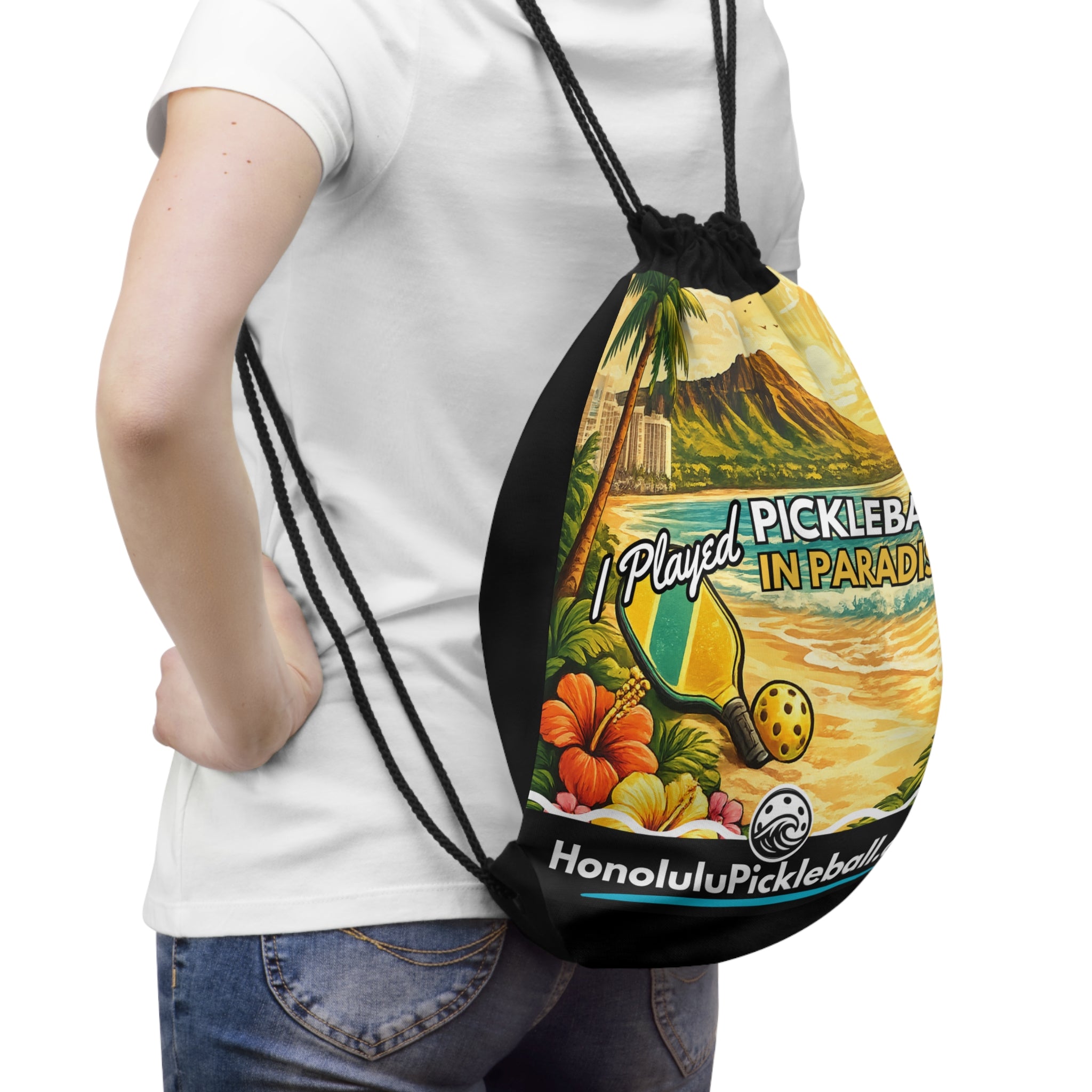Diamond Head Pickleball Drawstring Bag